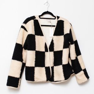 NWT Moon River Checkered Shearling Jacket Size MED.